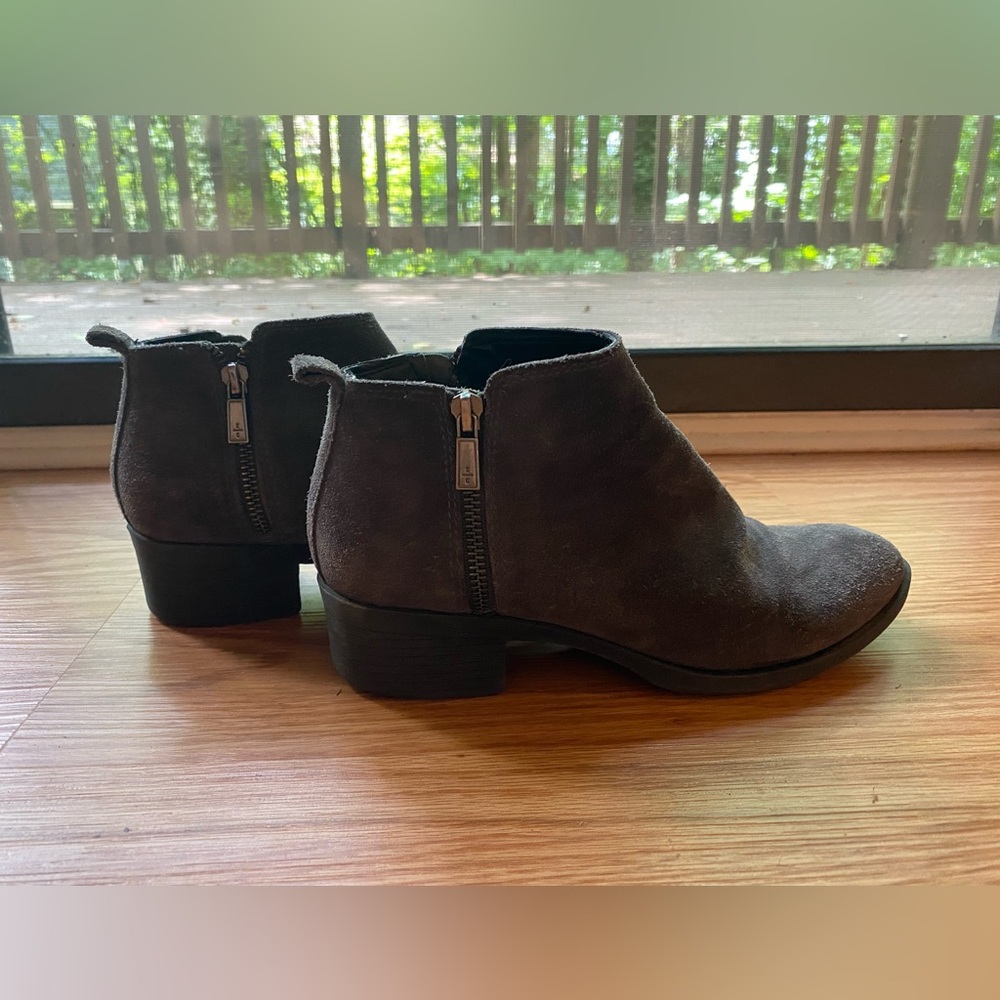 Grey suede booties